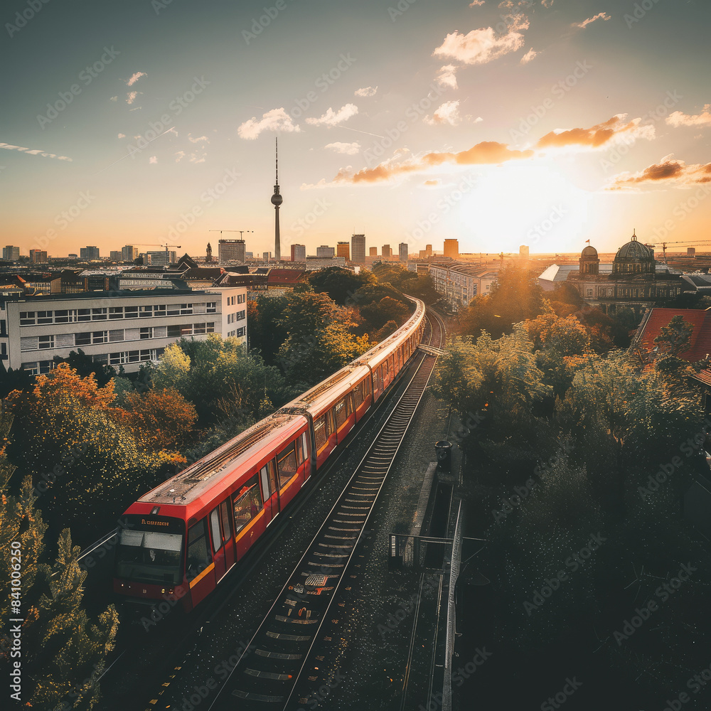 Obraz premium s-bahn Berlin skyline created with Generative AI technology
