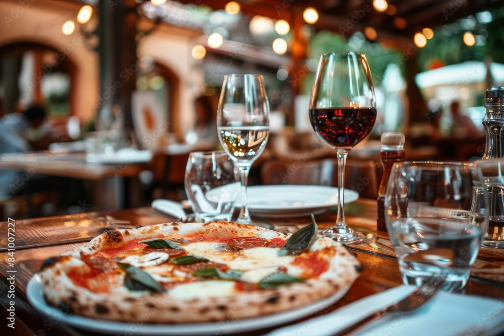Pizza on a restaurant table - generative ai Pizza on a restaurant table - generative ai