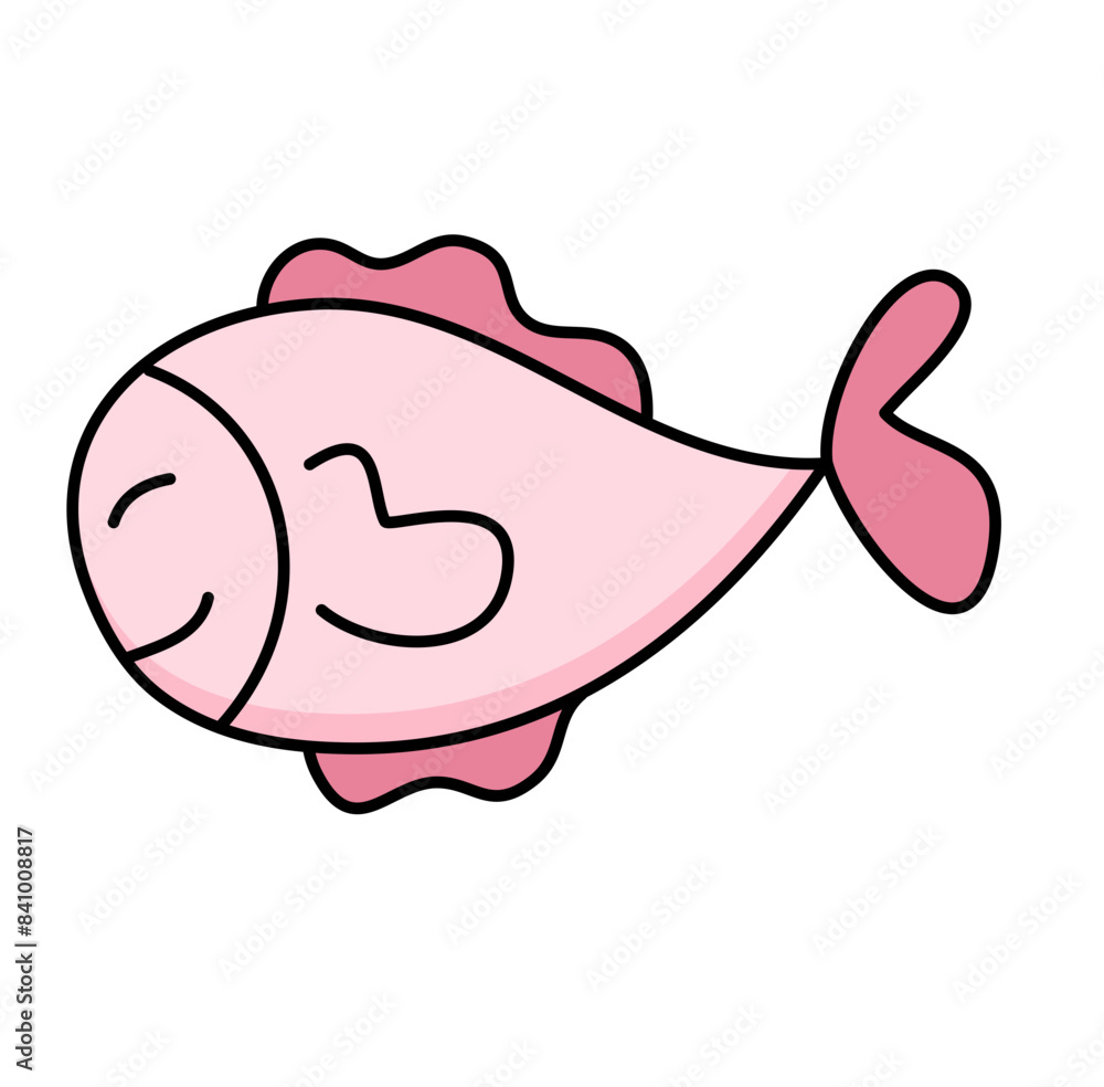 Cute Pink Fish Hand Drawn Vector Doodle Cute Pink Fish Hand Drawn Vector Doodle