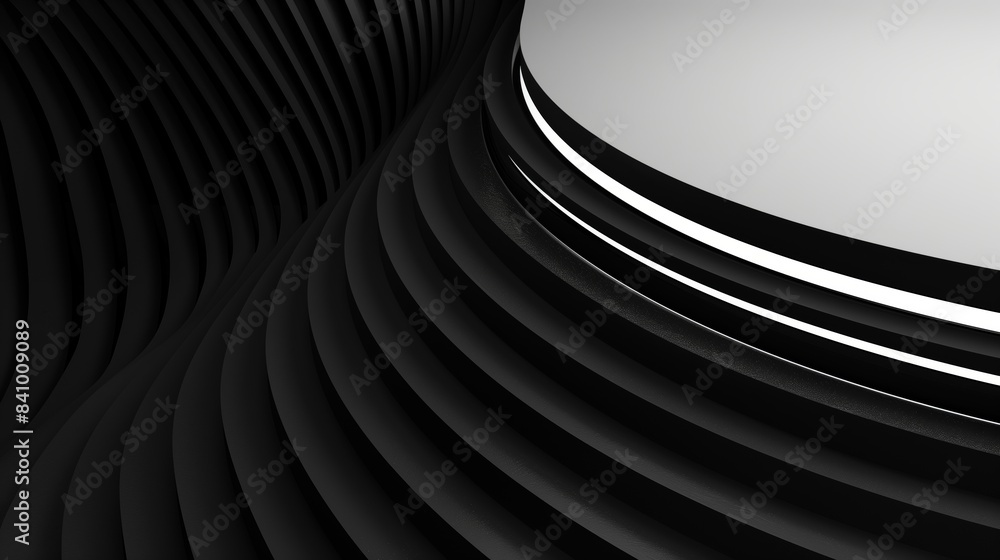 Naklejka premium Dynamic Curved Black and White Abstract Design. Modern Twisted Lines in Monochrome for Graphic Projects.
