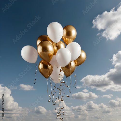 Default white gold balloons in the sky isolated on transparent






 photo