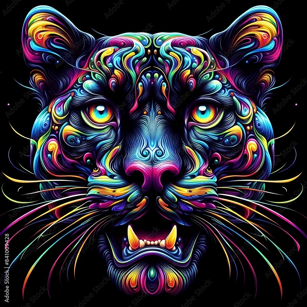 Psychedelic black panther vector