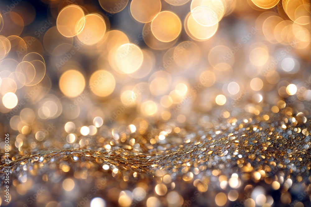 Close-Up of Glittering Golden and Silver Bokeh Lights Close-Up of Glittering Golden and Silver Bokeh Lights