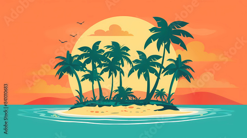 exotic island with palm trees