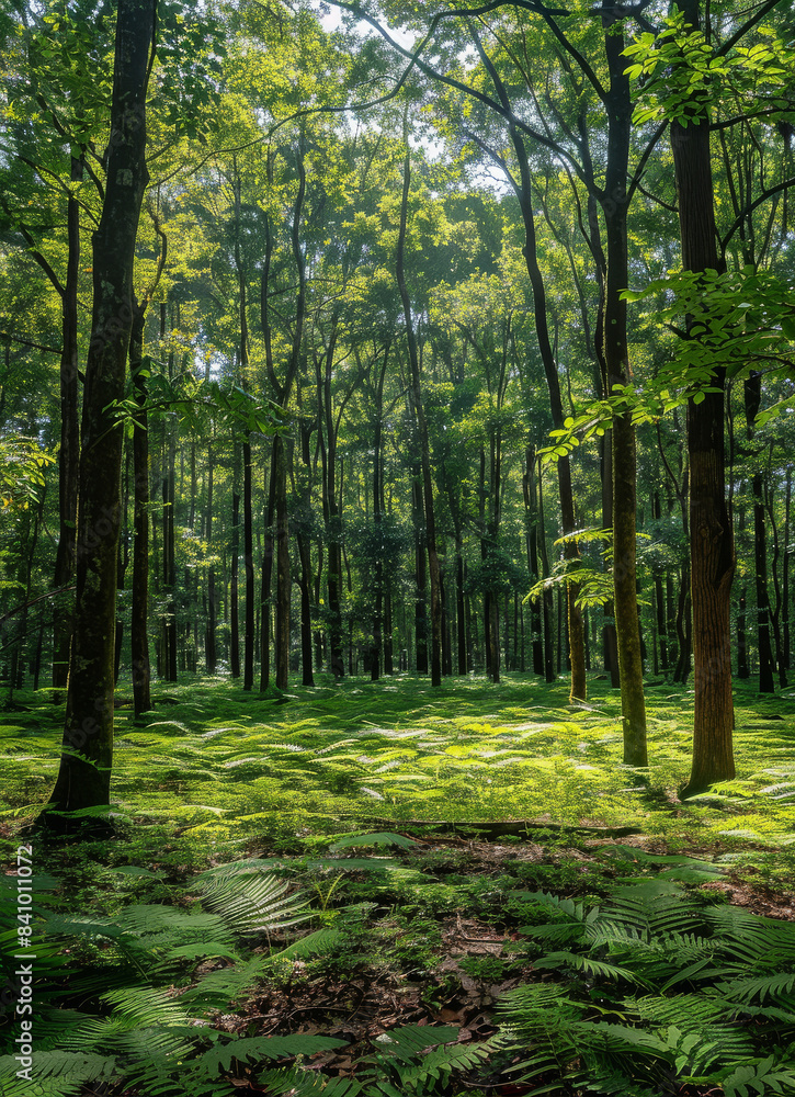 Fototapeta premium uma floresta de arvores frondosas created with Generative AI technology
