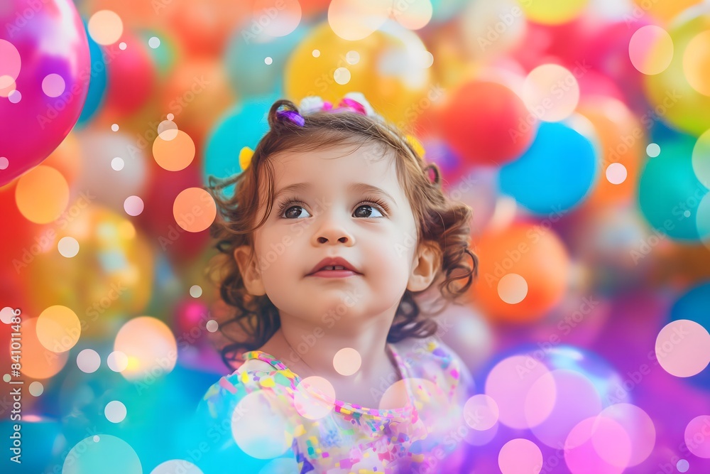 Wonderstruck Girl with Colorful Balloons Wonderstruck Girl with Colorful Balloons