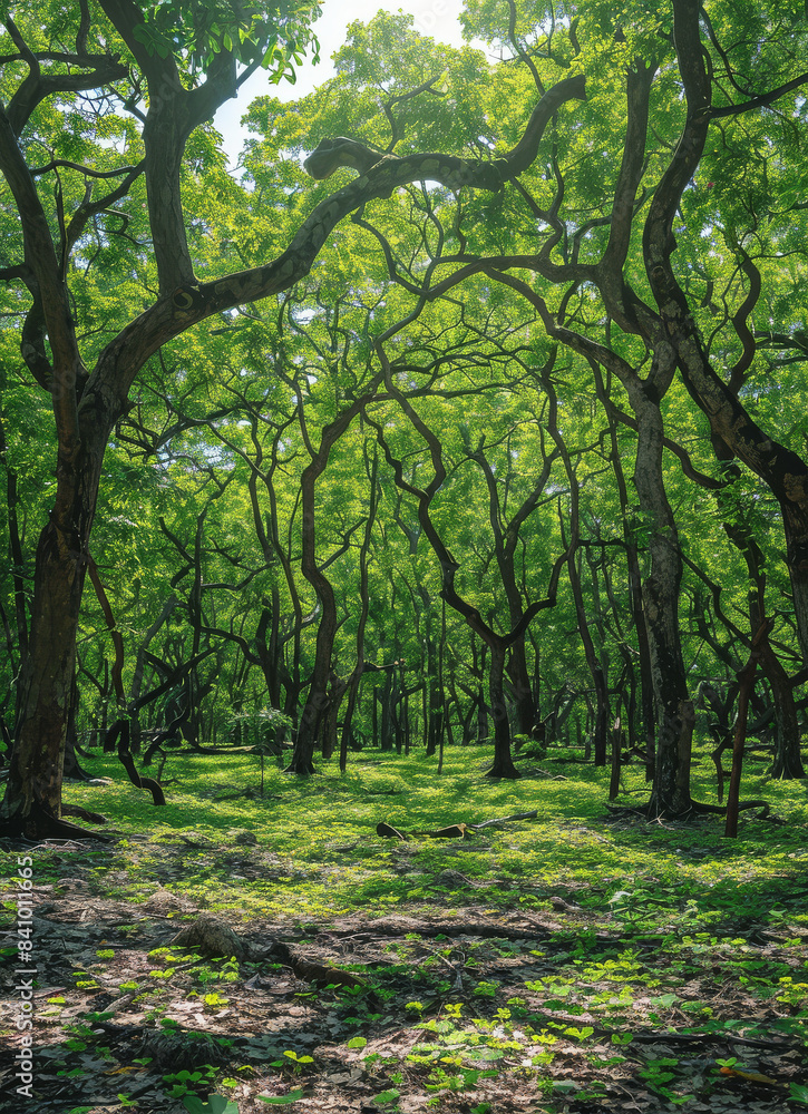 uma floresta de arvores frondosas created with Generative AI technology uma floresta de arvores frondosas created with Generative AI technology