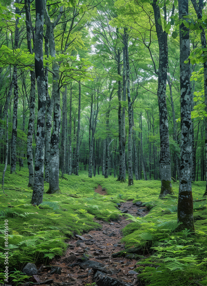 Obraz premium uma floresta de arvores frondosas created with Generative AI technology