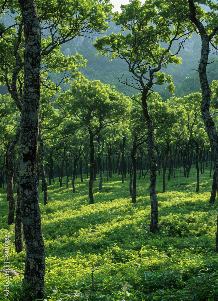 uma floresta de arvores frondosas created with Generative AI technology uma floresta de arvores frondosas created with Generative AI technology
