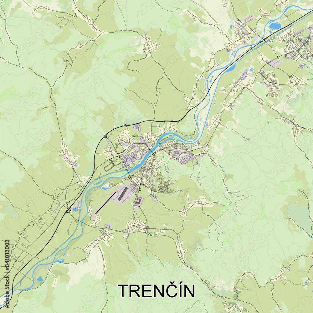Obraz premium Trenčín, Slovakia map poster art