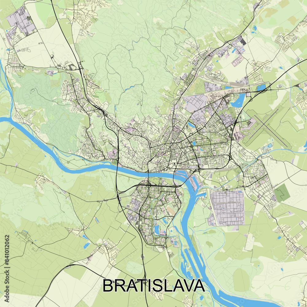 Bratislava, Slovakia map poster art Bratislava, Slovakia map poster art