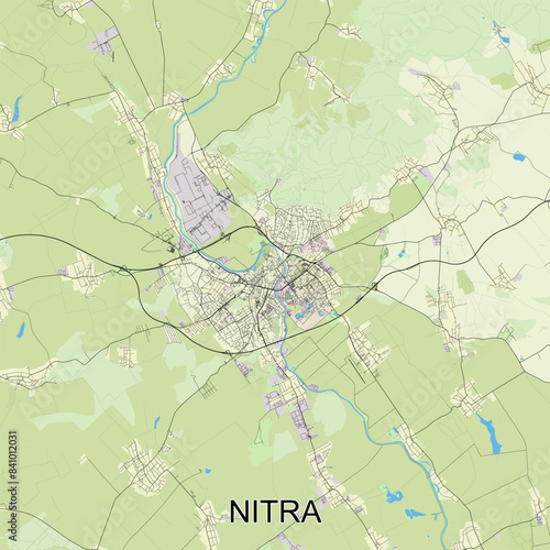 Nitra, Slovakia map poster art