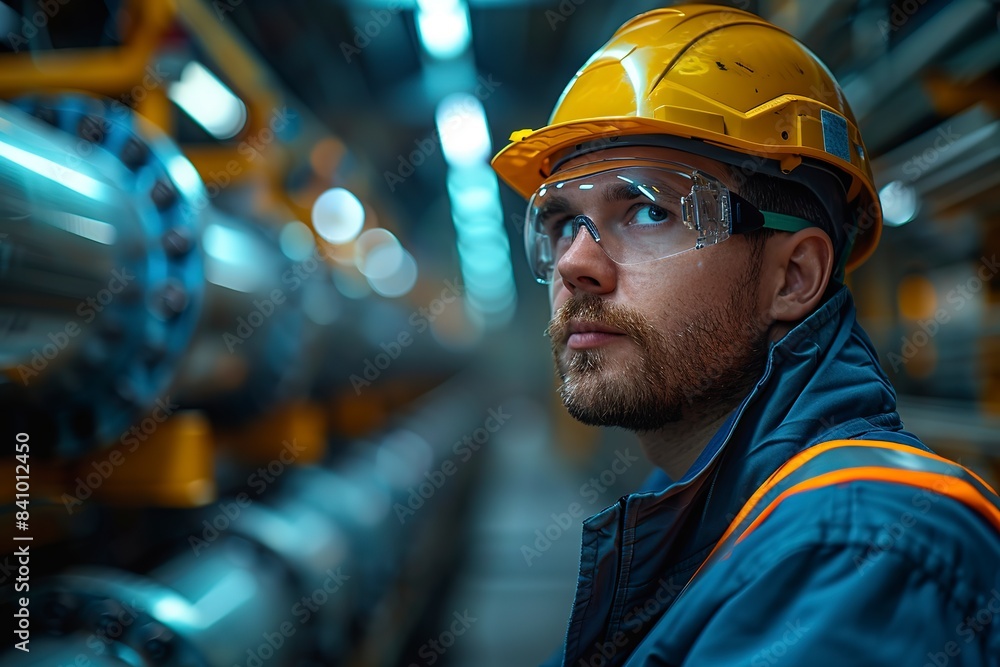 Focused Industrial Engineer in Hard Hat Working on Machinery in a Modern Factory, Ensuring Quality and Efficiency in Manufacturing Process Focused Industrial Engineer in Hard Hat Working on Machinery in a Modern Factory, Ensuring Quality and Efficiency in Manufacturing Process