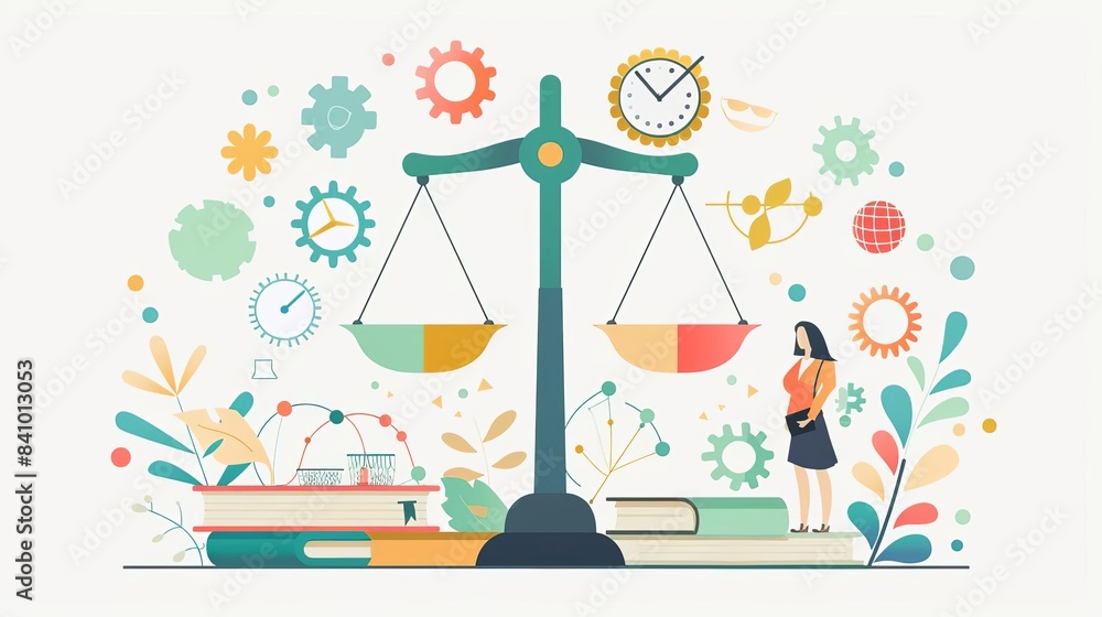 Managing work life balance with a balanced scale between work and ...