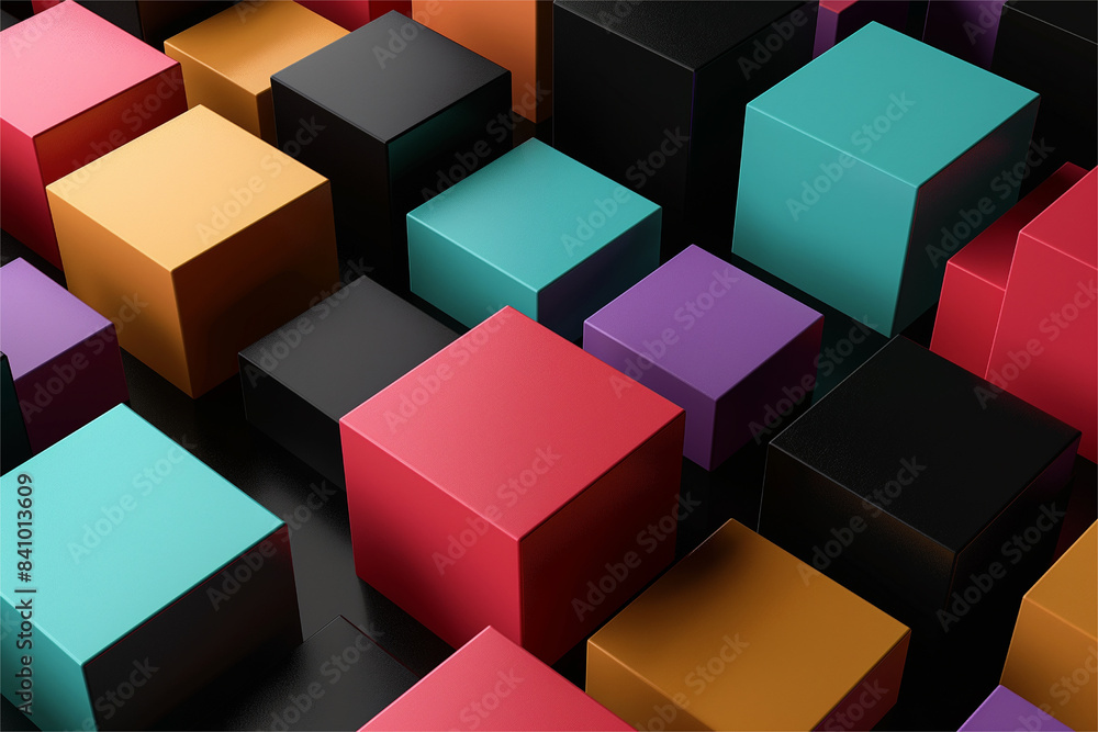 Naklejka premium Abstract geometric blocks on black background