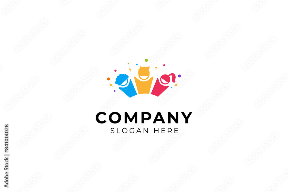 Cheerful Child logo with Stars in Colorful design vector Cheerful Child logo with Stars in Colorful design vector