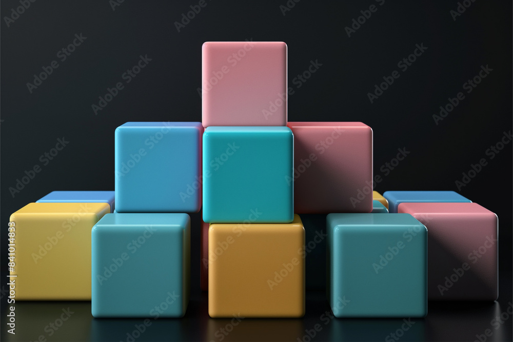 Obraz premium Abstract geometric blocks on black background