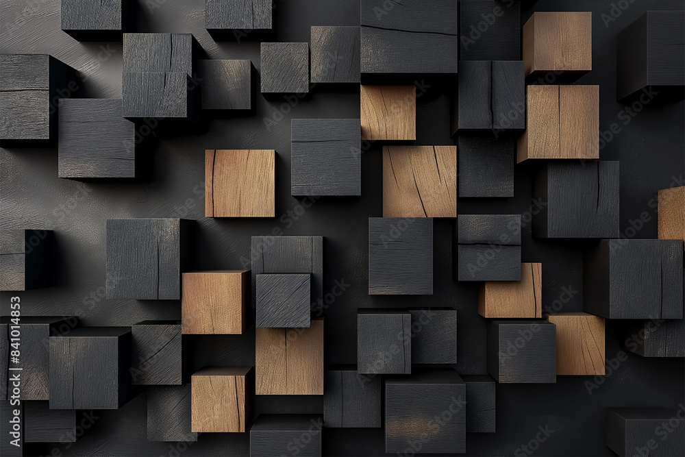 Abstract geometric blocks on black background Abstract geometric blocks on black background