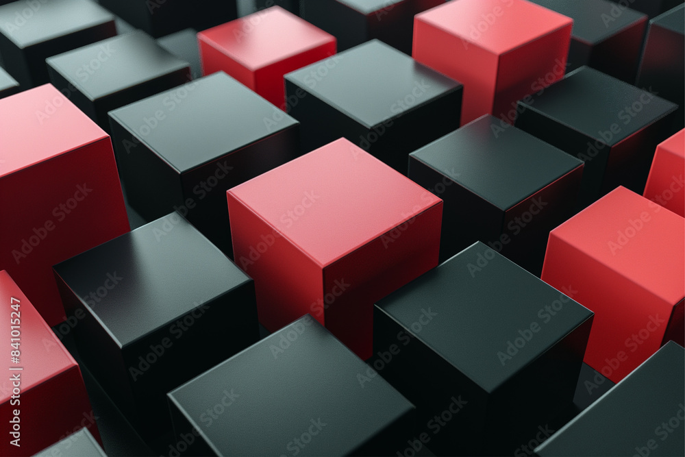 Fototapeta premium Abstract geometric blocks on black background