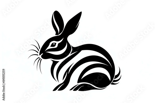 Black and white vector illustration of a rabbit.