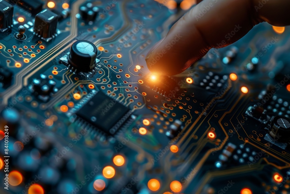 Fototapeta premium Robotic Process Automation concept. Innovation technology and futuristic background