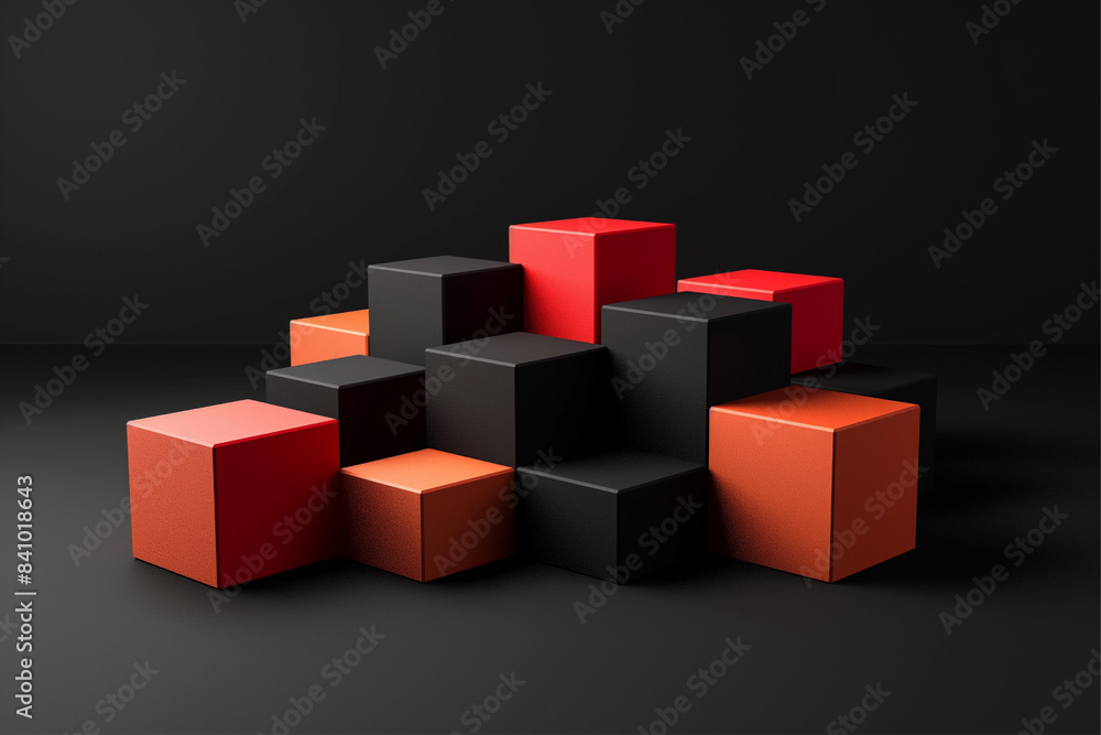 Abstract geometric blocks on black background Abstract geometric blocks on black background