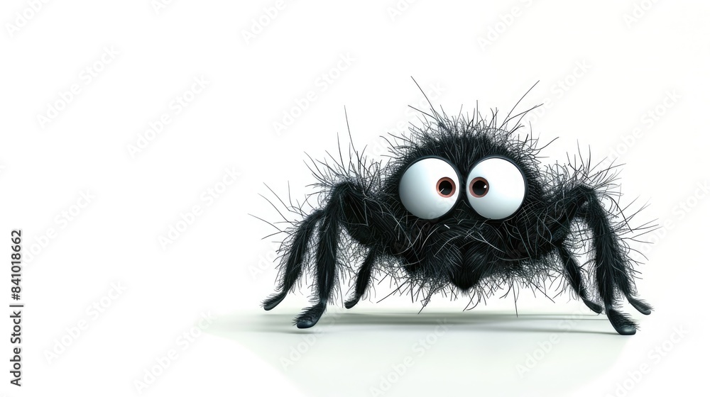 Fototapeta premium Get ready for Halloween with an adorable 2d illustration featuring a cute spider on a white background