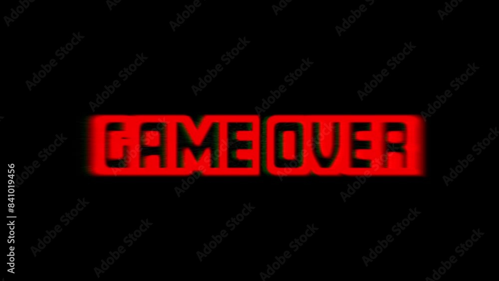 Game Over text message animation on black background Game Over text message animation on black background