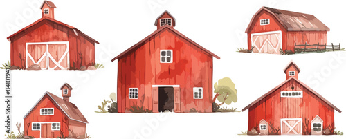 red barn house clipart vector for graphic resources	
