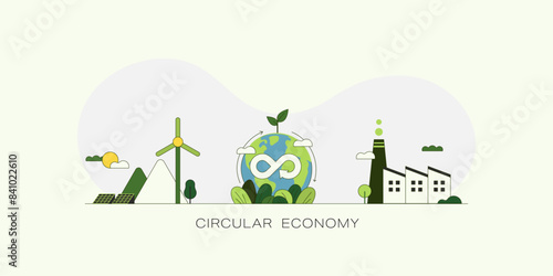 Circular Economy.The concept of future growth business and environment sustainable devellopment. Vector illustration.