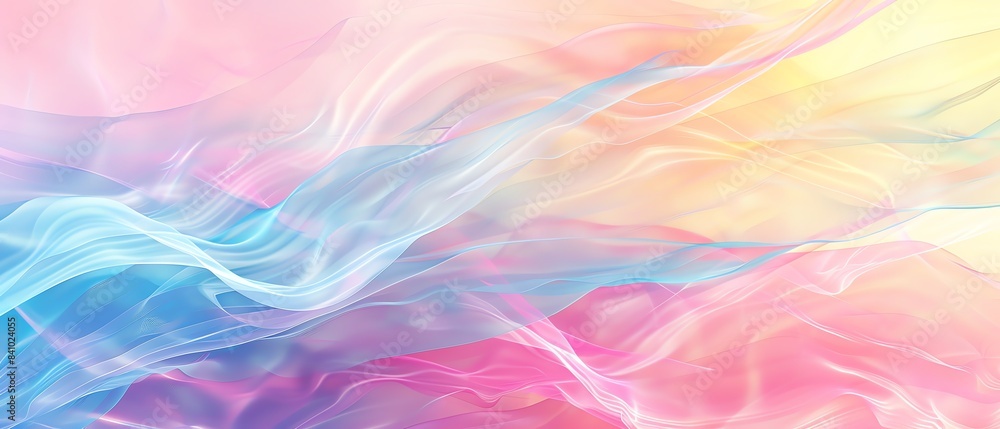 A pastelcolored abstract wave design with soft gradients of pink, blue, and yellow, creating a calm and serene atmosphere A pastelcolored abstract wave design with soft gradients of pink, blue, and yellow, creating a calm and serene atmosphere