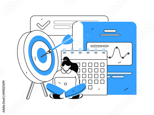 Marketing planning business characters flat vector concept operation hand drawn illustration
