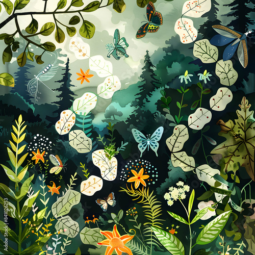 Floral Fantasy: Seamless Pattern with Flowers and Leaves