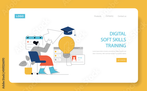 Soft Skills Training. Flat Vector Illustration