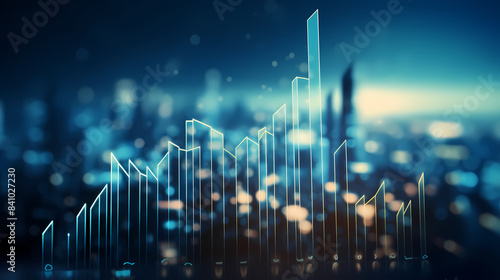 Blue stock market chart on digital background photo
