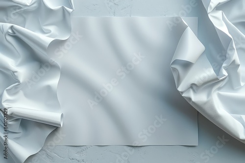 Crumpled blank white page mockup