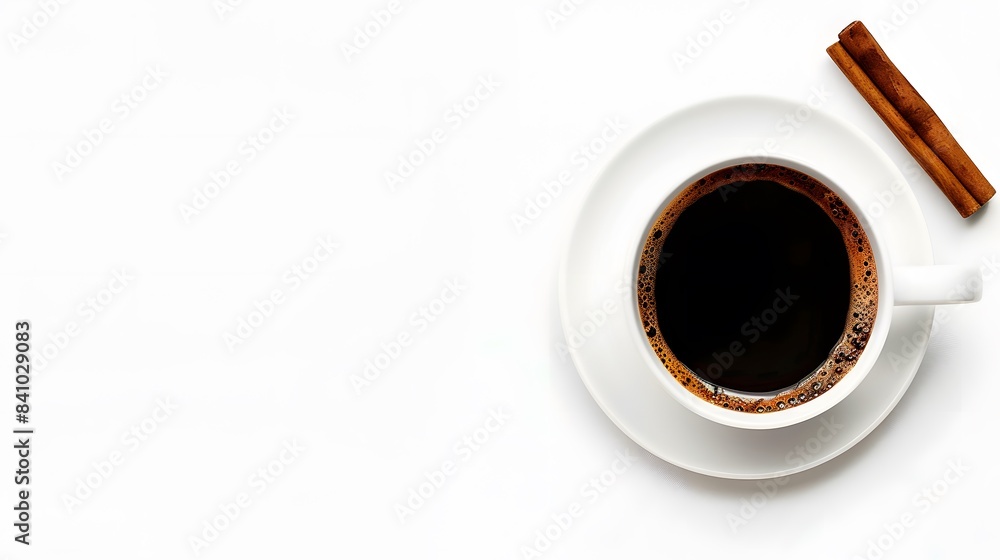 Morning black coffee with sugar in white cup Morning black coffee with sugar in white cup