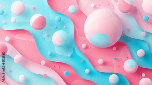 Pastel candy color background, abstract , 2D flat illustration, constructivism, no shadow, no gradation cute, Digital art