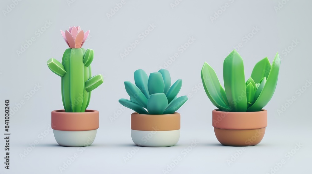 Small plant in a pot, minimalist 3d render Small plant in a pot, minimalist 3d render