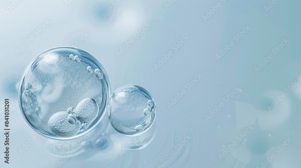 custom made wallpaper toronto digitalBubbles at the waterline, two bubbles at the waterline dynamic, white and light blue style, futuristic organic, radial lines in bubbles, drug core, capturing the essence of the moment