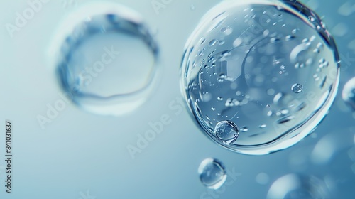 Wallpaper Mural Bubbles at the waterline, two bubbles at the waterline dynamic, white and light blue style, futuristic organic, radial lines in bubbles, drug core, capturing the essence of the moment Torontodigital.ca