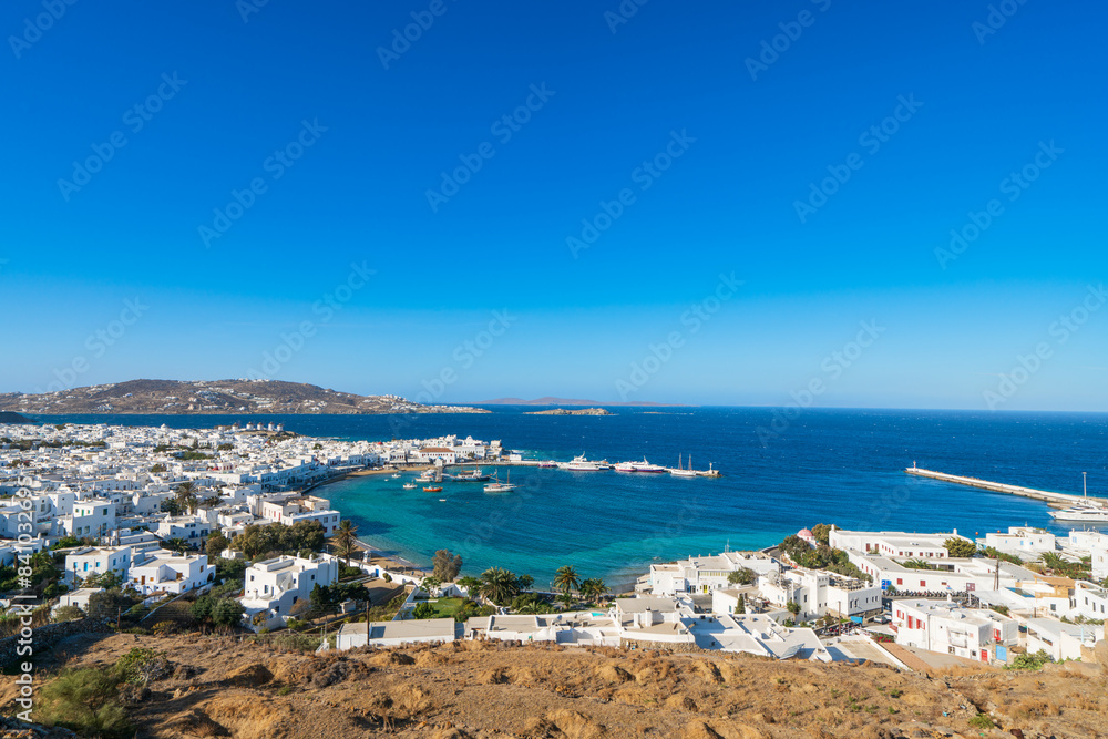 Naklejka premium Coast of Mykonos town. Mykonos island, Cyclades, Greece
