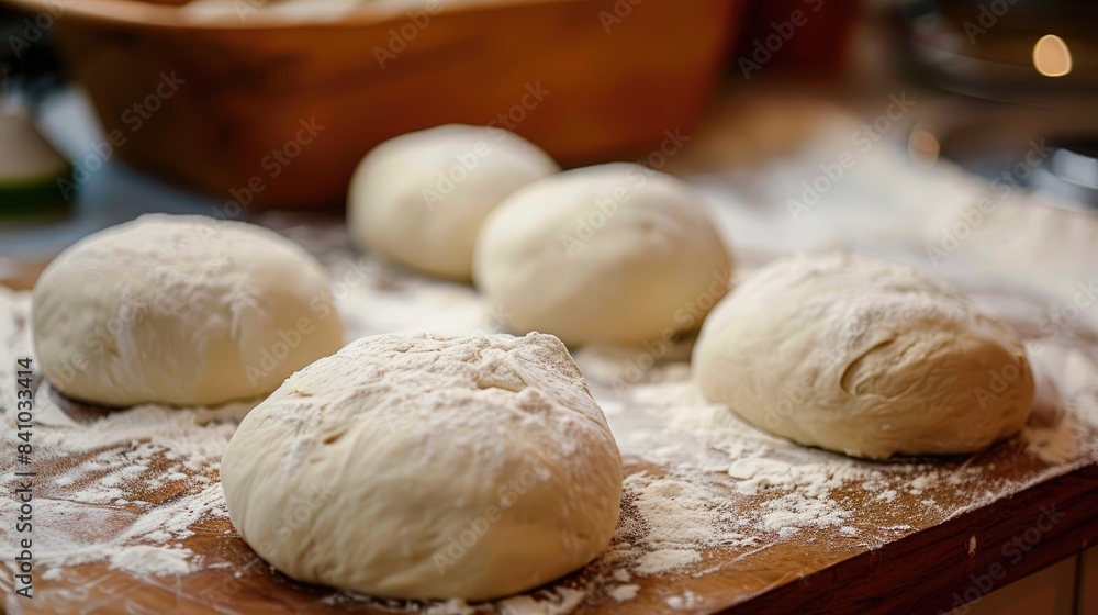 Fresh dough displayed on the table Fresh dough displayed on the table