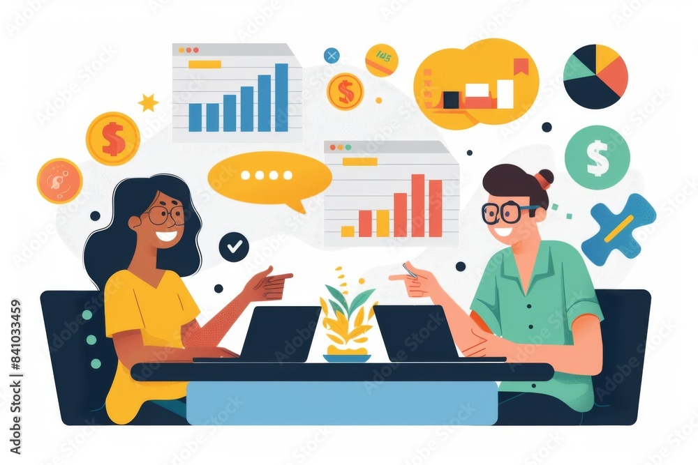 Hand drawn flat design business communication concept Hand drawn flat design business communication concept