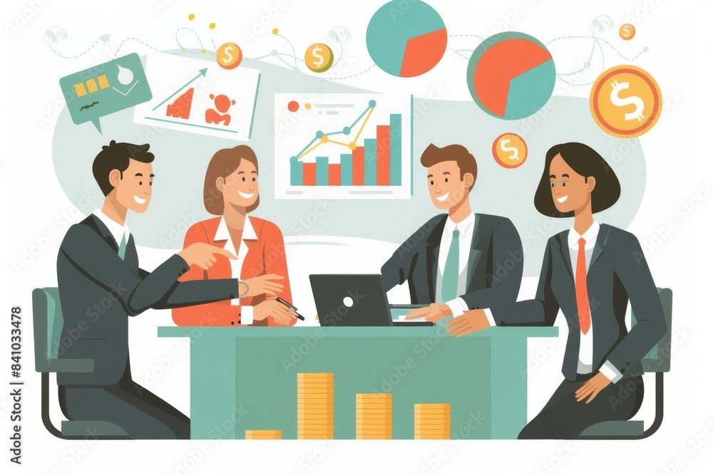 Hand drawn flat design business communication concept Hand drawn flat design business communication concept