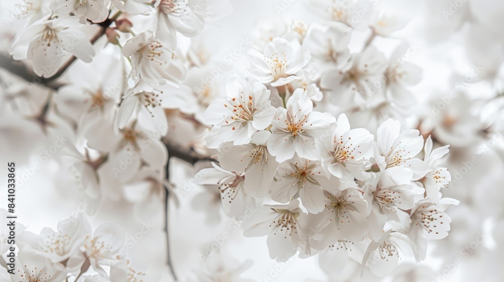 Cherry blossoms in spring against a natural white backdrop Cherry blossoms in spring against a natural white backdrop