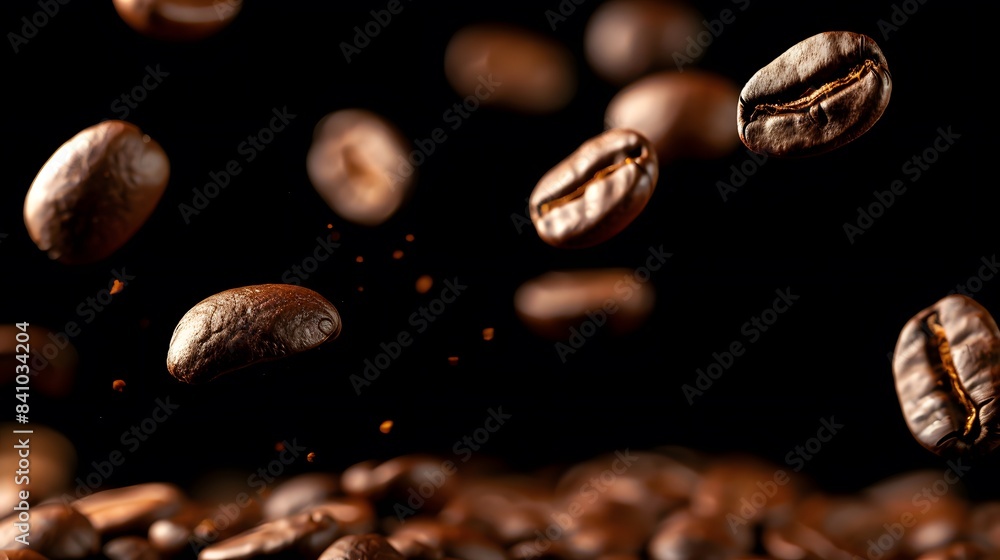 Coffee Beans Closeup On Dark Background Coffee Beans Closeup On Dark Background