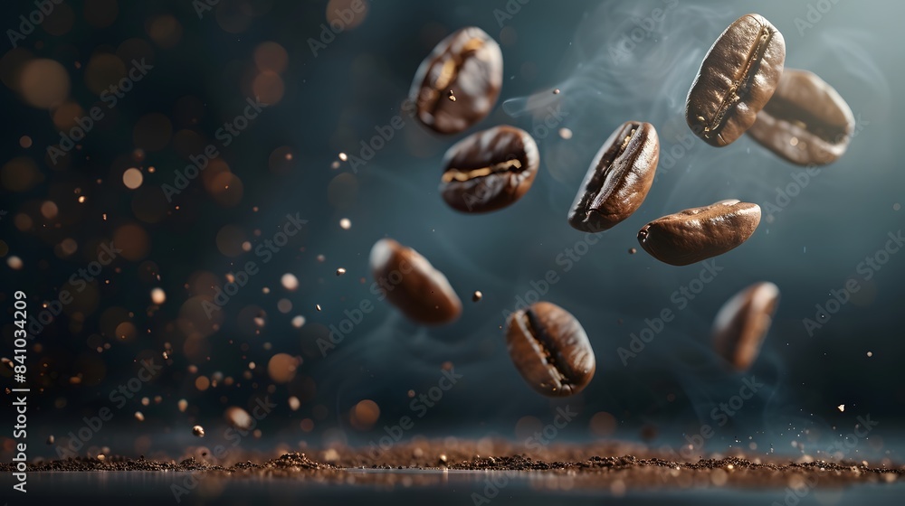Coffee Beans Closeup On Dark Background Coffee Beans Closeup On Dark Background