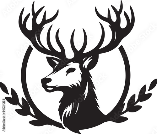 Ilustration Deer Logo Design Silhouette with simple color, suitable for t-shirt, icon or wallpaper