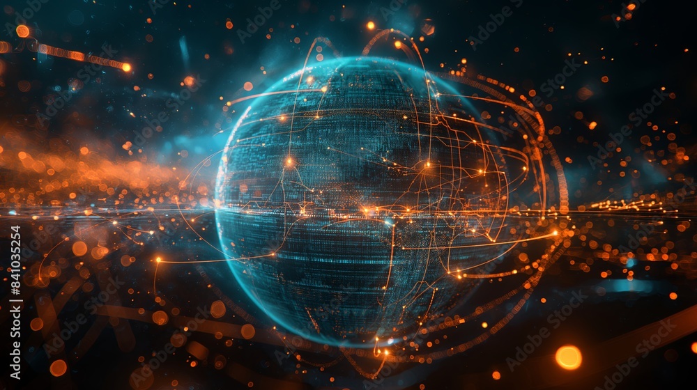 Radiant Teal and Orange Global Digital Connectivity: A Luminous Futuristic Network